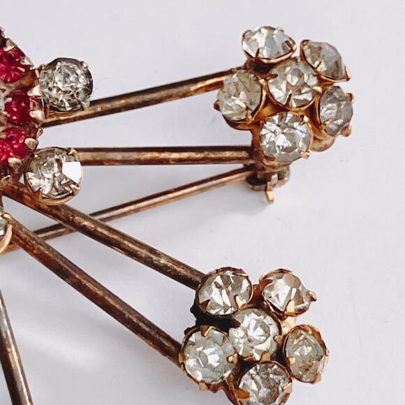 Antique Victorian Rhinestone Convertible Brooch Pendant Starburst Gold Tone - Picture 5 of 10